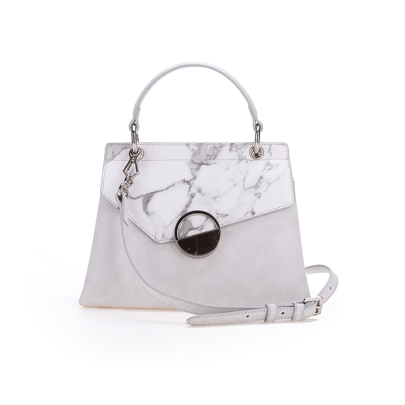 Marble Texture Pu Leather Bag Flap Elegant Ladies Handbag