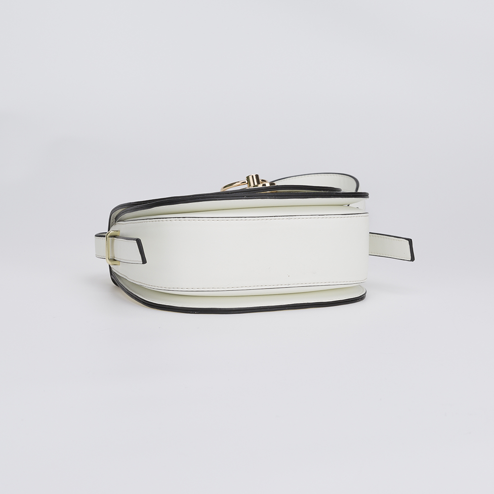 Semicycle white PU with clasp handbag 