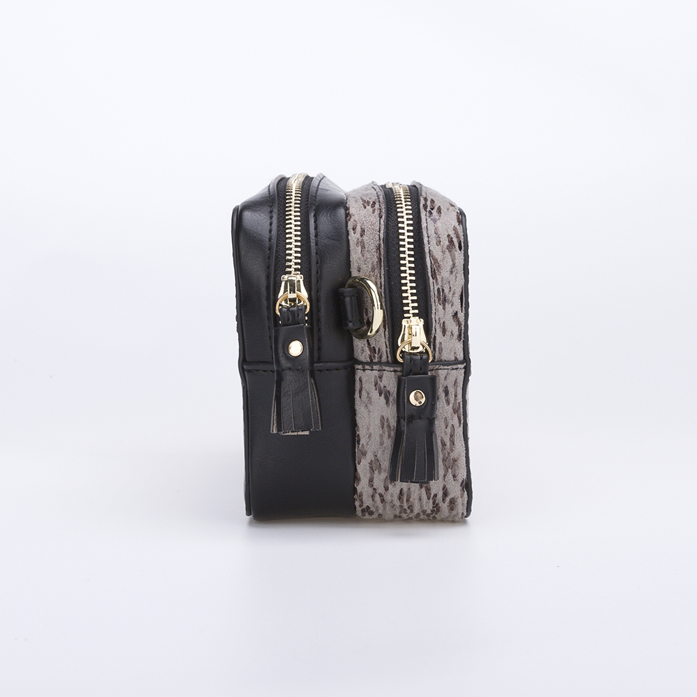 Elegant lady's two zipper compartment PU handbag